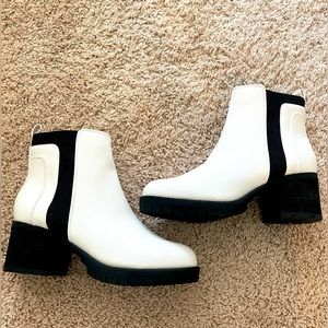Black and white booties
